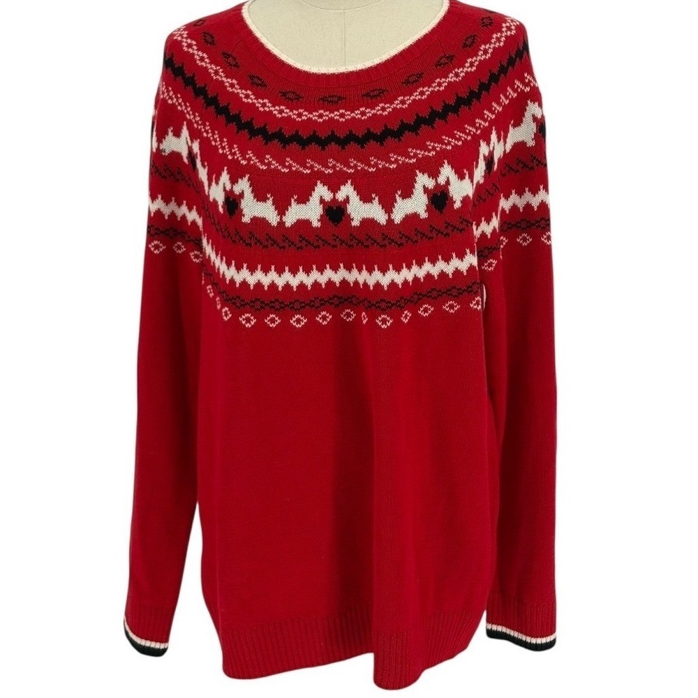 Charter Club Red Fair Isle Scotty Dog Sweater‎ (Size XL Petite)